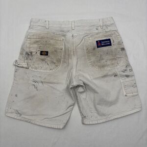 Thrashed Vintage Sherwin-Williams Dickies Carpenter Work Shorts 34 White